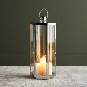 Decoraciones Modernas de Lujo para el Hogar, Portavelas de Metal Alto con Forma Hexagonal en Acero Inoxidable Brillante - Product Image 6