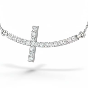 Elegant Diagonal Diamond <b>Cross</b> <b>Necklace</b> <b>Womens</b> Fine Jewelry With Chain Ideal For Birthday Gifts And Everyday Outfits - Product Image 1