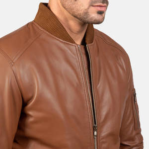 Chaqueta Bomber Reversible de Piel de Oveja Marrón Bomia MA-1, Cuello Alto, Cierre de Cremallera, Impermeable, Bordada, para Otoño, Talla XS - Product Image 6
