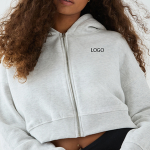<b>Zip</b> <b>Up</b> Closure Design Women Bulk Supply <b>Cropped</b> Hoodie Design Solid Color Hoodie With Breathable & Comfortable Hood For Comfort - Product Image 1