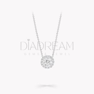 Fine Jewelry Collier pour femme avec pendentif rond en argent sterling 925 avec halo de diamant Moissanite pour fiançailles ou mariage - Product Image 6