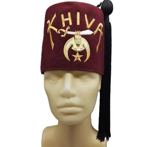 Sombrero Fez de Alta Calidad Bordado a Mano OEM para Shriners, Regalia de Shriners, Regalia Masónica, 100% Lana para Exteriores - Product Image 1