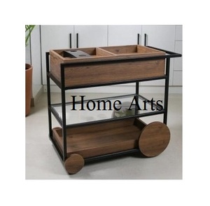 New Design Cart <b>Trolley</b> Iron And Wood <b>Trolley</b> Finest Quality Customized Size <b>Trolley</b> For Hotel Kitchen Usage - Product Image 4