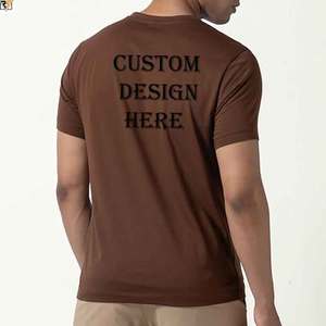 Front pocket style men tshirt <b>brown</b> custom solid colour tshirts 100% cotton 200GSM jersey high quality stitching custom - Product Image 5