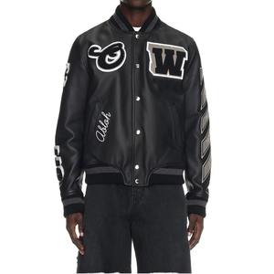 Chaquetas Universitarias de Béisbol Personalizadas OEM de Alta Calidad con Bordado Chenille, Mangas de Cuero para Hombre, Estilo Letterman - Product Image 6