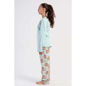 ชุดนอนเด็กผู้หญิง 2 ชิ้น คอวี แขนยาว ลายวงรี (7-8/13-14) - A.YESIL - A.YESIL - Product Image 3