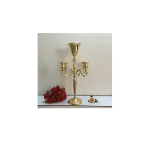 Five Arms Gold Candelabra <b>Candle</b> Holder <b>Tall</b> Wedding Stand Table Classic Elegant Design Wedding Dinner Party Event Centerpiece - Product Image 4