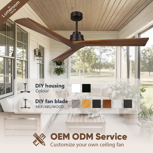 52 Inch Solid Wood Ceiling <b>Fan</b> No Light with Remote <b>Control</b>, Quiet Reversible DC Motor for Patio Farmhouse Living Room - Product Image 4