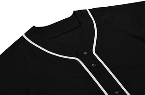 Wholesale <b>Mens</b> Black Custom Baseball Jersey for <b>Men</b> Full Button Mesh Embroidered Team Name Baseball Jersey - Product Image 3