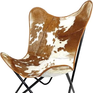 Hand gefertigter Leders ch metter lings stuhl mit originaler Haut Indian BKF Cowhide Cover Lederbezug Entspannender Stuhl - Product Image 1