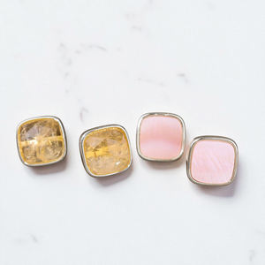 Pendientes de tuerca de cristal facetado de Plata de Ley 925, amazonita, moissanita, piedras preciosas acolchadas, venta al por mayor para mujeres - Product Image 2