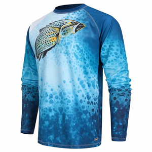 Vente en gros de chemises en jersey de pêche coupe ajustée UPF50 + pour hommes, courtes de protection solaire en coton polyester extérieur respirant à manches longues - Product Image 3