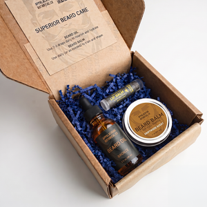 Ensemble de soins pour la barbe ABCo Bronze - Huile à barbe - Baume à barbe - Extraits botaniques - Huiles essentielles - Hydratant - Emballage écologique - Product Image 4