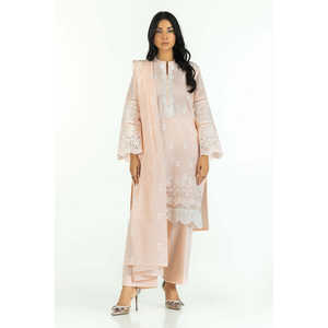 Traje de Verano Rosa de 3 Piezas con Bordado Schiffli - Product Image 1