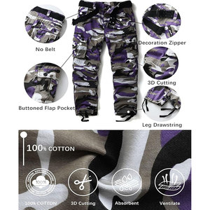 Moda Streetwear Nuevo producto Hombres Casual Camuflaje Cargo Pantalones Algodón Multi bolsillos Pantalones rectos - Product Image 3