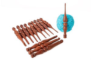 Juego de ganchos de ganchillo de palisandro hechos a mano con organizador, diseño ergonómico para tejer - Product Image 5