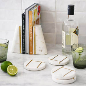 Dessous de verre en marbre de luxe de qualité supérieure pour boissons ensemble de dessous de verre en marbre gravé personnalisé pour décoration de table et accessoires - Product Image 3