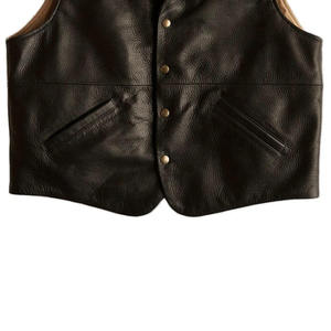 Men's Genuine <b>Leather</b> <b>Vest</b> Turn-down Collar Single Breasted Casual Outer Wear Solid Color Regular Length - Product Image 5