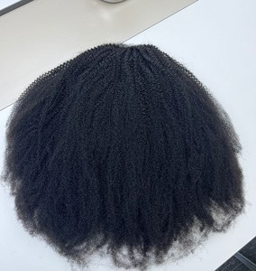 Wholesale Raw Unprocessed Indian Hair Invisible Hairline 4B 4C Afro Kinky Coily 250% Density Drawstring Ponytail 3 in 1 <strong>Half</strong> <strong>Wig</strong> - Product Image 5