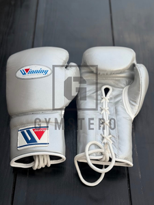 Gants de boxe en cuir de vachette à lacets argentés, rembourrage épais à 4 couches, poignées respirantes, gants d'entraînement - Product Image 5