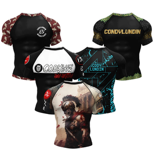 Camiseta de Rashguard de Manga Corta para Hombre, Diseño Popular Personalizado, Sublimación, Negra, Sin Gi, BJJ, Jiu Jitsu, para Peleas, BJJ, MMA - Product Image 2