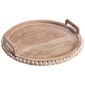 Round Wood Serving Tray Display Coffee Cups Eco Friendly Wooden Serve Ware Handmade Hot sale indian handmade - Product Image 5