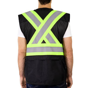 Custom <b>Black</b> High Visibility Work Safety <b>Vest</b> for Engineers and Construction <b>Hi</b> <b>Vis</b> Security Workwear Reflective Safety <b>Vests</b> - Product Image 5