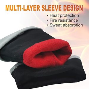 Guantes de seguridad de capa exterior de piel de vaca con puños largos Forro resistente al fuego y absorbente de sudor Protección completa para las manos - Product Image 5