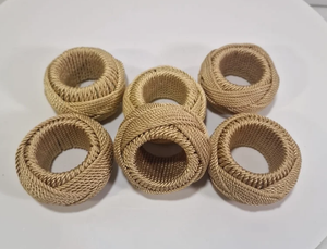Rond de serviette vintage en corde, lot de 6, C5te - Product Image 3