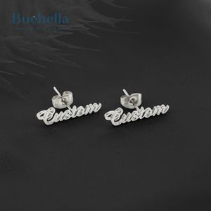 Venta caliente estilo 925 Plata 18K chapado en oro nombre personalizado Hip hop Stud pendiente hombres - Product Image 5