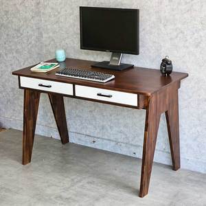 Acacia Wood A-shaped Leg Laptop <b>Desk</b> with 120x60cm Storage <b>Drawers</b> for Home Office - Product Image 4