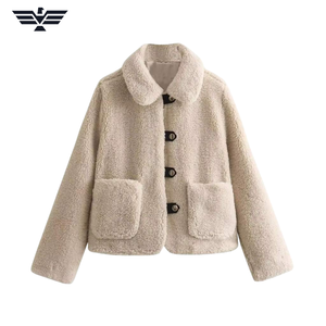 Chaqueta de Manga Larga con Solapa de Doble Cara para Mujer TAOP&ZA 2025, Estampado Moderno, Holgada, 100% Poliéster, Transpirable y Ecológica - Product Image 4