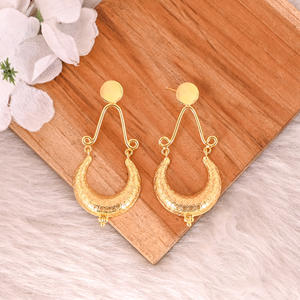 Unique Design Drop Studs Earrings Handmade Designer Earring Gold Plated Brass Earring Statement Jewelry for Women Anniversary - Product Image 1
