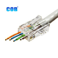 Conectores Ethernet RJ45 Transparentes de Verificación Rápida para PC CAT6, de Paso, Multigauge, Sólidos/Trenzados, con Baño de Oro y Fósforo