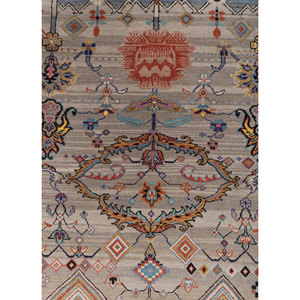 Tapis en laine et soie de bambou noué à la main Weaver Art Reserve gris et noir, motif géométrique pour usage domestique - Les-5064 - Product Image 3