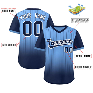 Camiseta de béisbol personalizada para hombre, azul degradado, uniforme de equipo sublimado, tela de poliéster transpirable - Product Image 2