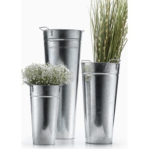 Bac de jardinières galvanisé de forme ronde avec poignées pour la décoration de jardin extérieur à la maison Pot de plantes et jardinières - Product Image 4