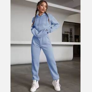 Vente en gros Ensemble sweat à capuche 100% coton OEM pour femmes Combinaison de jogging surdimensionnée à coupe ample et épaisse Combinaison unie et respirante - Product Image 4