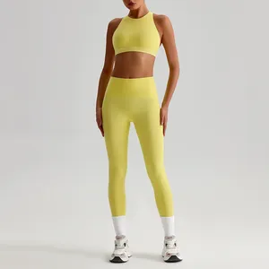 Unique style cross lines of Back Yoga <b>Set</b> Lightweight Fitness Clothing <b>Leggings</b> Crop <b>Top</b> for Running Pilates - Product Image 2