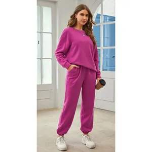Latest Designs Tracksuit for women 2024 custom logo Cotton Fleece Solid Color Breathable Sweat Track Suit jogging suit