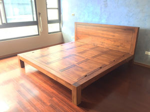 Lit en teck de style classique et durable, taille king-size, ensemble de panneaux en bois massif, qualité supérieure moderne, confortable, chambre à coucher, hôtel - Product Image 5