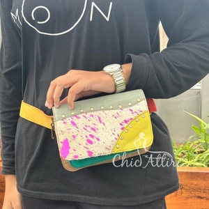 Riñoneras de cuero genuino de piel con estampado de animales hechas a mano Real para mujer, bolsas de bolsillo de cadera ajustables con estilo Vintage occidental para Festival - Product Image 1