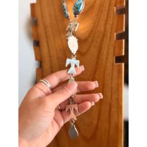 Collier Lariat en Turquoise de Kingman et Argent Sterling Fabriqué par les Navajo, Ensemble de Bijoux Culturels de Collection de Haute Qualité - Product Image 5