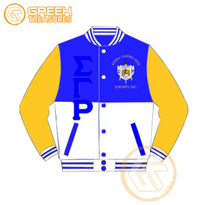 Chaqueta universitaria bordada de satén Sigma Gamma Rho personalizada, chaquetas de mujer de ropa griega transpirable de alta calidad para hermandad - Product Image 6