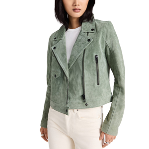 Chaqueta de invierno para mujer ATLANTIC, cremallera a prueba de viento, diseño en relieve, piel de oveja con flecos, cuero, gamuza nueva, sólido calentado - Product Image 2