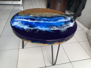 MESAS DE CENTRO DE ALTA CALIDAD MESA DE RESINA MUEBLES CONCEPTO OCEANO AZUL PERSONALIZADO RESINA CON MADERA DE TECA - Product Image 6