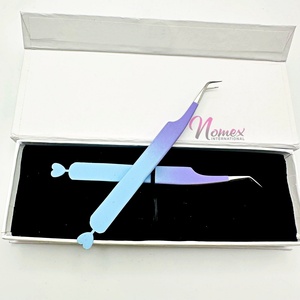 Pince à épiler en acier inoxydable enduite de poudre bleu ciel violet clair bien favorisée Extension de cils durable antistatique Volume Lash - Product Image 3