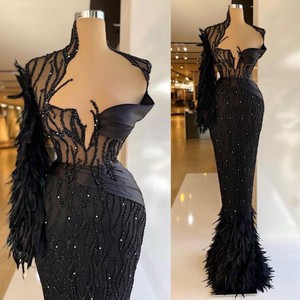 New Arrival V-neck Sequined Lace Polyester Mermaid Floor-Length Wedding Ball Gown Beading Built-in Bra Handmade Embroidery - Product Image 2