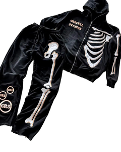 Chándales de algodón de rizo francés de peso pesado para hombre, ropa de calle de otoño con cremallera con parche desgastado bordado, diseño del fabricante - Product Image 1