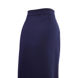 Jupe crayon bleu marine - Tricot satiné, style vintage pour femme de bureau avec volants - Product Image 2